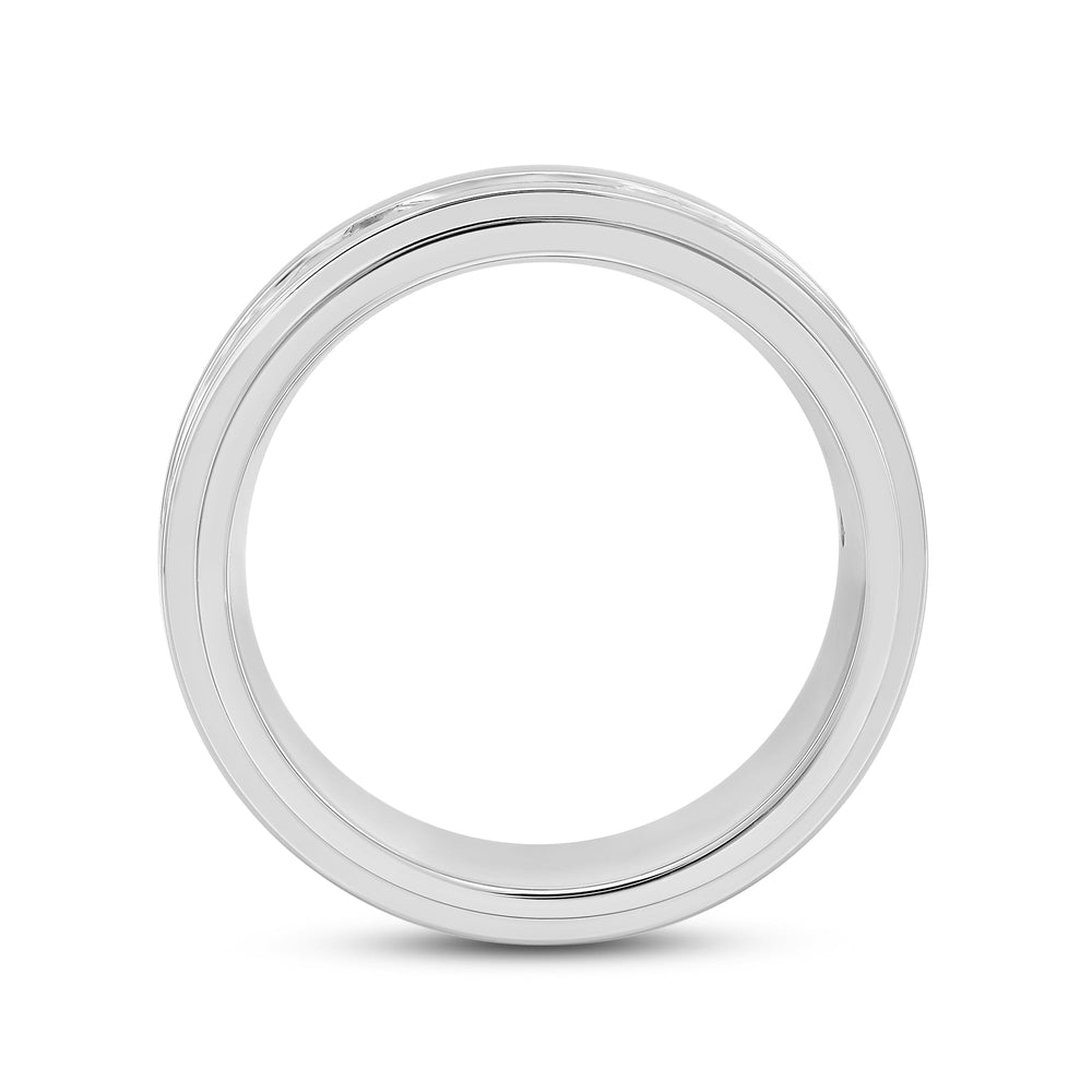 Channel Set Stepped Edge Classic Mens Band with 14KT White Gold / Lab / 2 Cut Diamond in 14KT White Gold / Lab / 2 view 2
