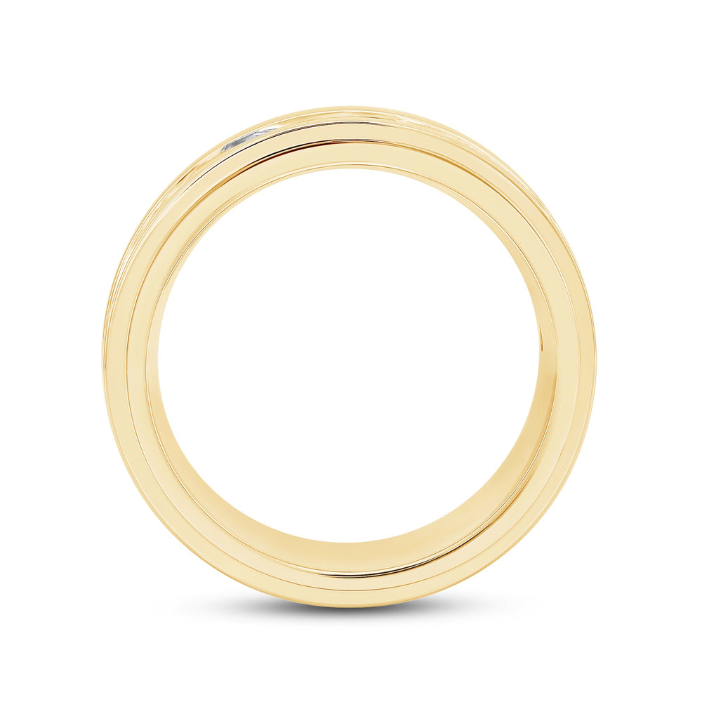Channel Set Stepped Edge Classic Mens Band with 14KT Yellow Gold / Lab / 2 Cut Diamond in 14KT Yellow Gold / Lab / 2 view 2
