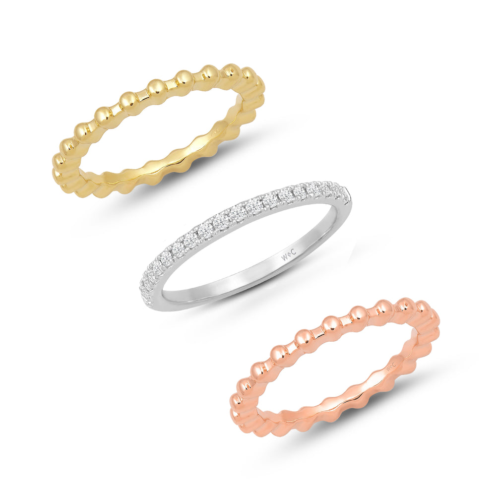 The Mixed Stacker Set with 14KT Rose Gold / Lab / 1/5 Cut Diamond in 14KT Rose Gold / Lab / 1/5 view 1
