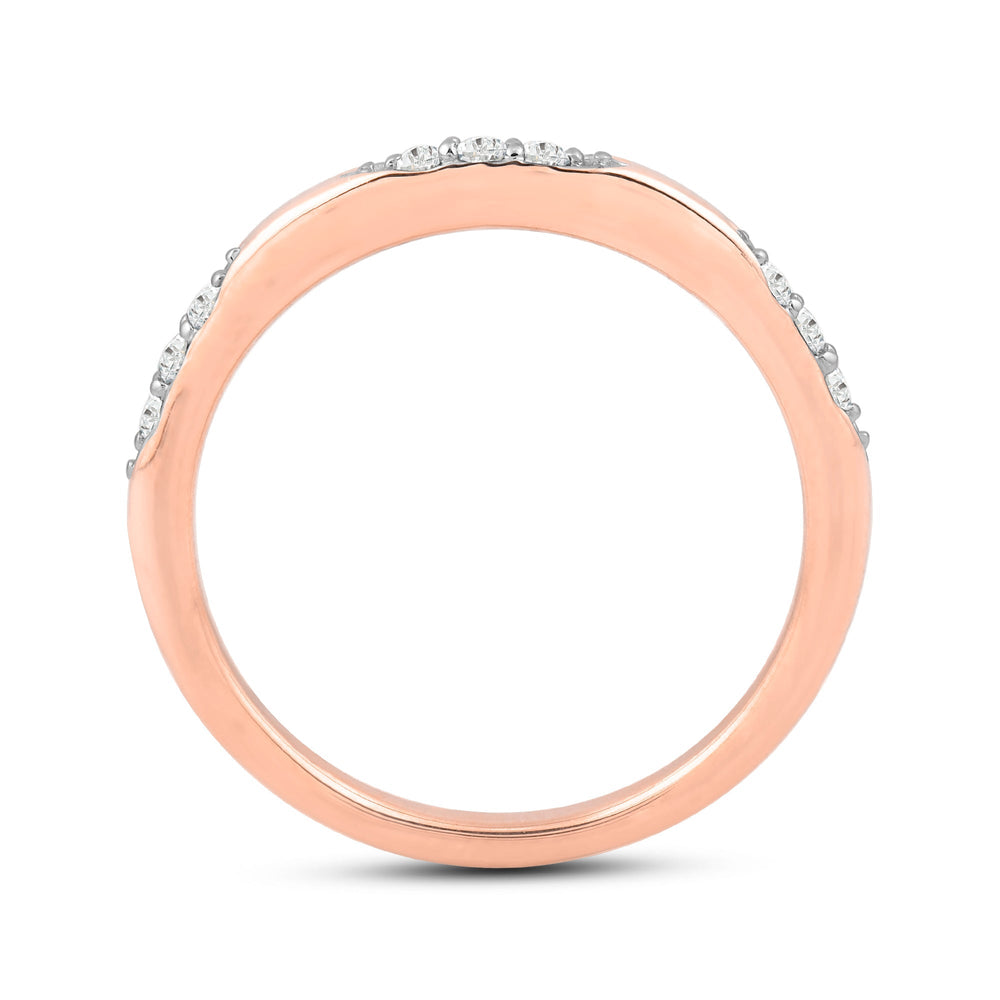 Studded Station Diamond Fashion Ring with Jan Cut Diamond in 14KT Rose Gold / Lab / 10 view 2
