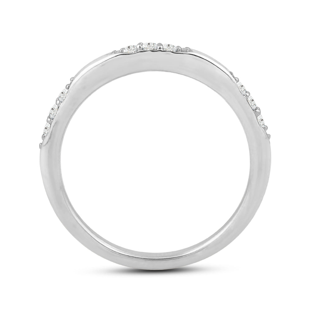 Studded Station Diamond Fashion Ring with Jan Cut Diamond in 14KT White Gold / Lab / 10 view 2
