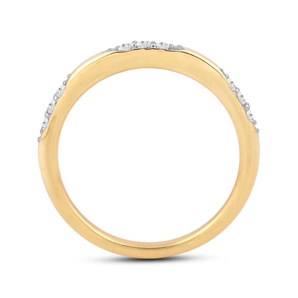 Studded Station Diamond Fashion Ring with Jan Cut Diamond in 14KT Yellow Gold / Lab / 10 view 2

