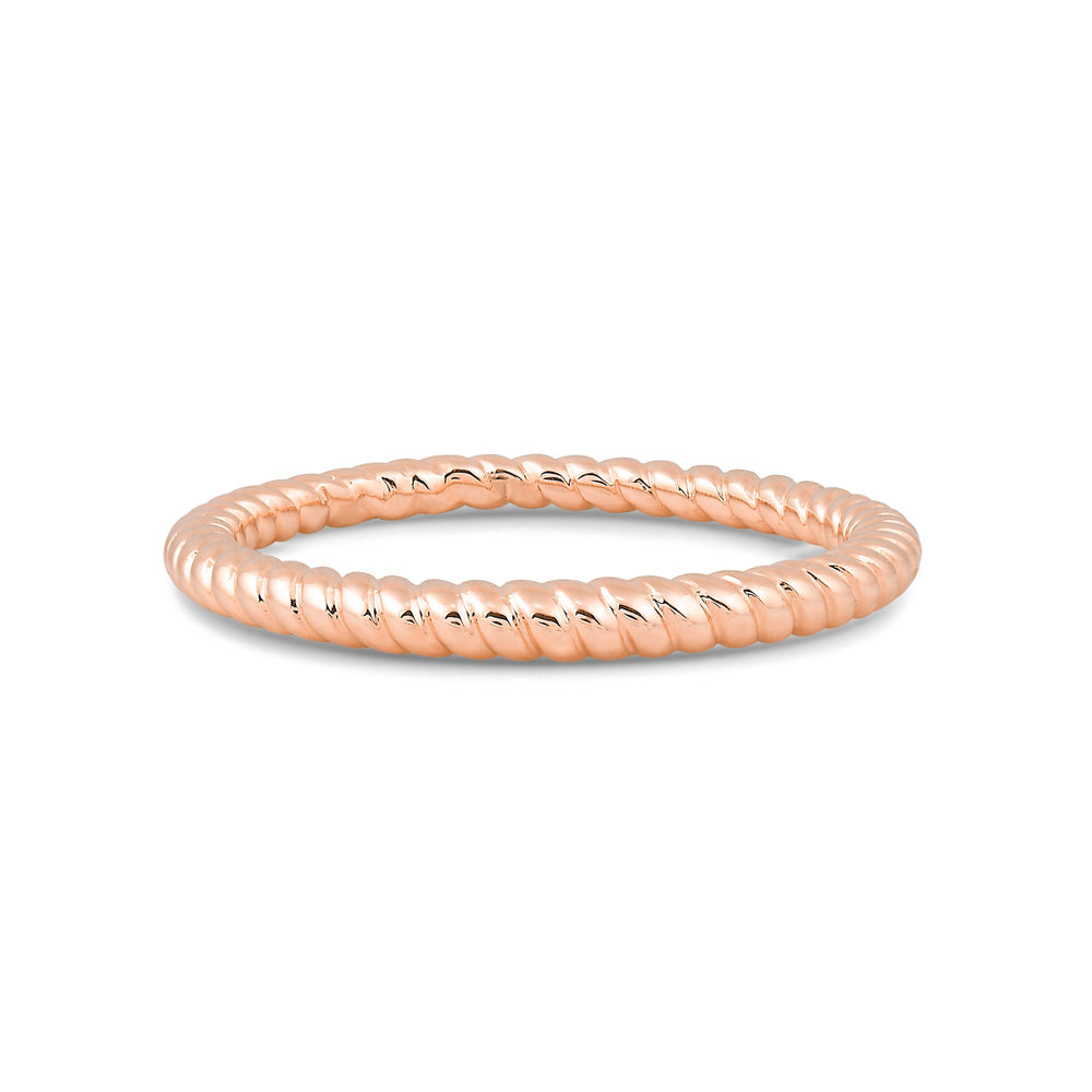 Twisted Rope Plain Fashion Ring with 14KT Rose Gold Cut Diamond in 14KT Rose Gold view 1
