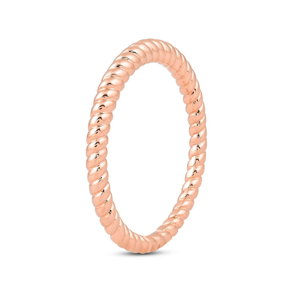 Twisted Rope Plain Fashion Ring with 14KT Rose Gold Cut Diamond in 14KT Rose Gold view 4
