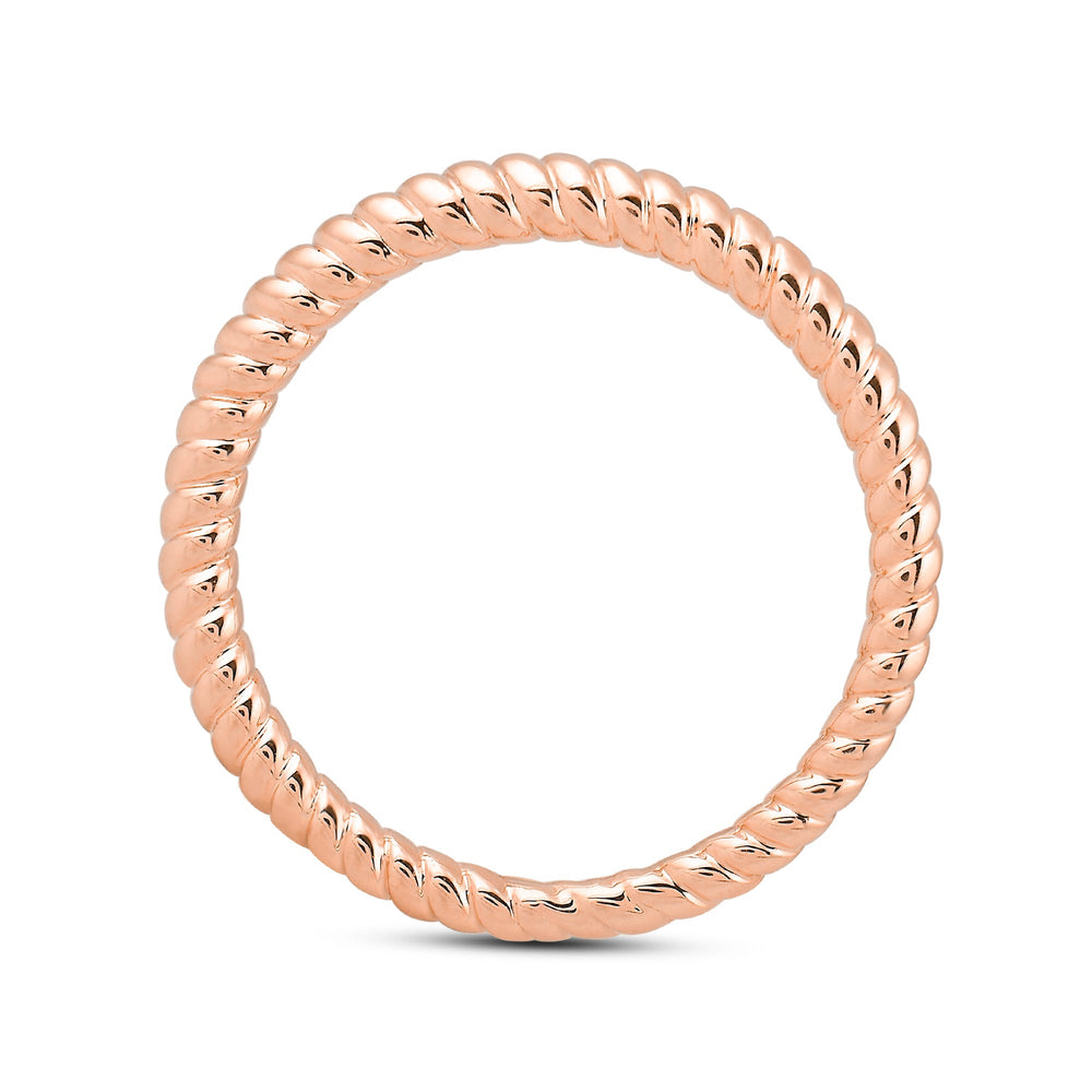 Twisted Rope Plain Fashion Ring with 14KT Rose Gold Cut Diamond in 14KT Rose Gold view 2
