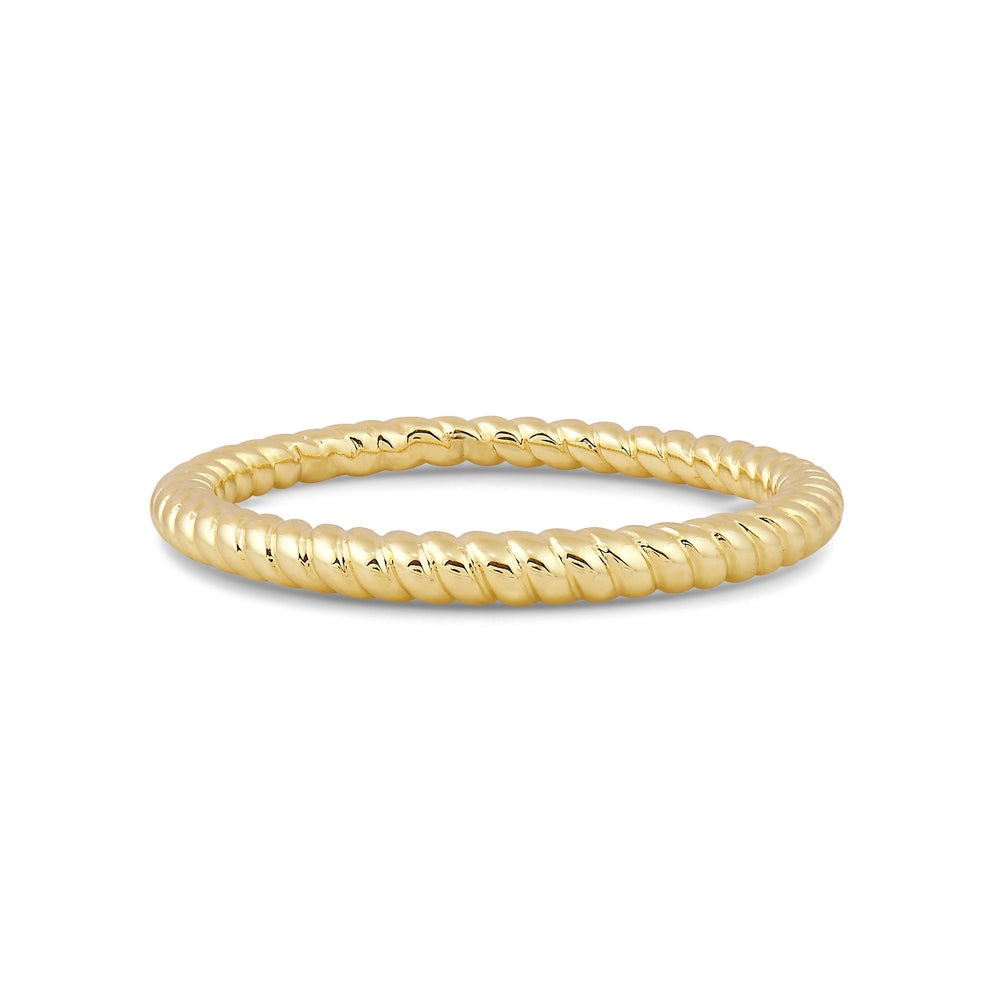 Twisted Rope Plain Fashion Ring with 14KT Yellow Gold Cut Diamond in 14KT Yellow Gold view 1
