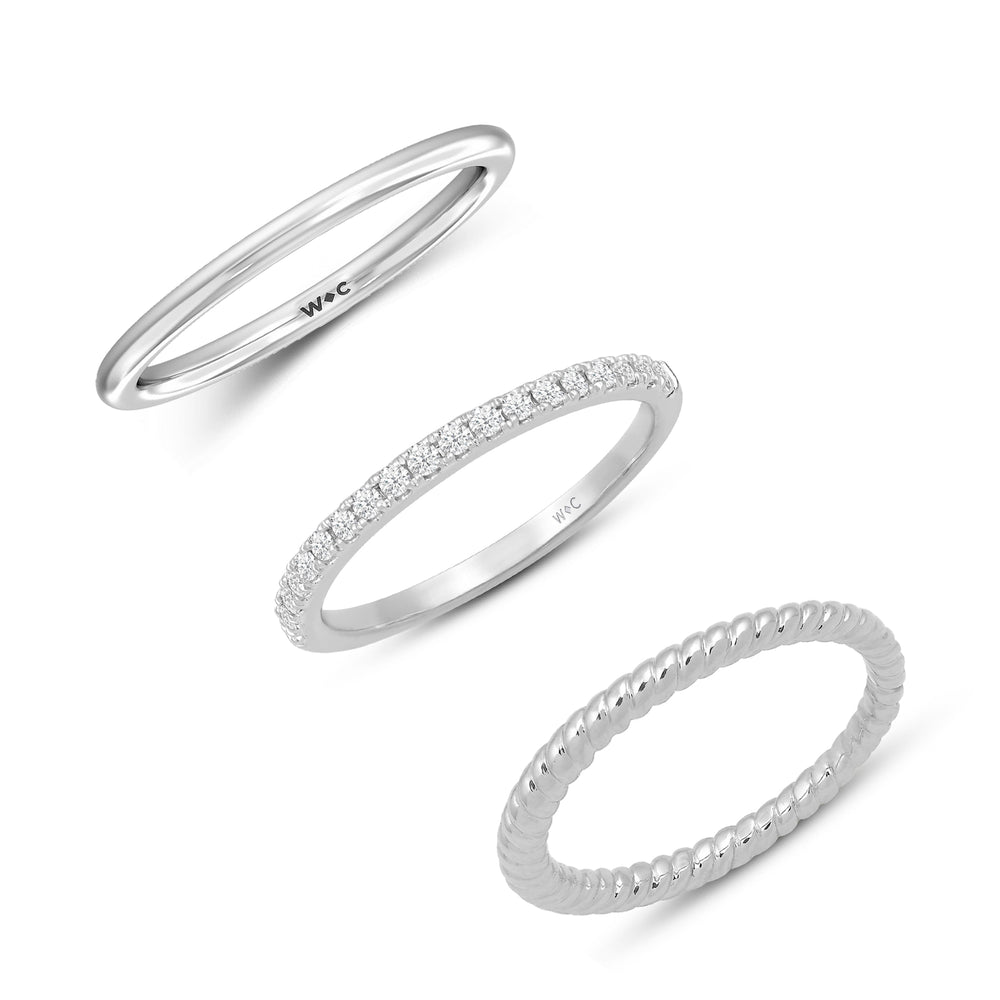The Classic Stacker Set with 14KT White Gold / Lab / 1/5 Cut Diamond in 14KT White Gold / Lab / 1/5 view 1

