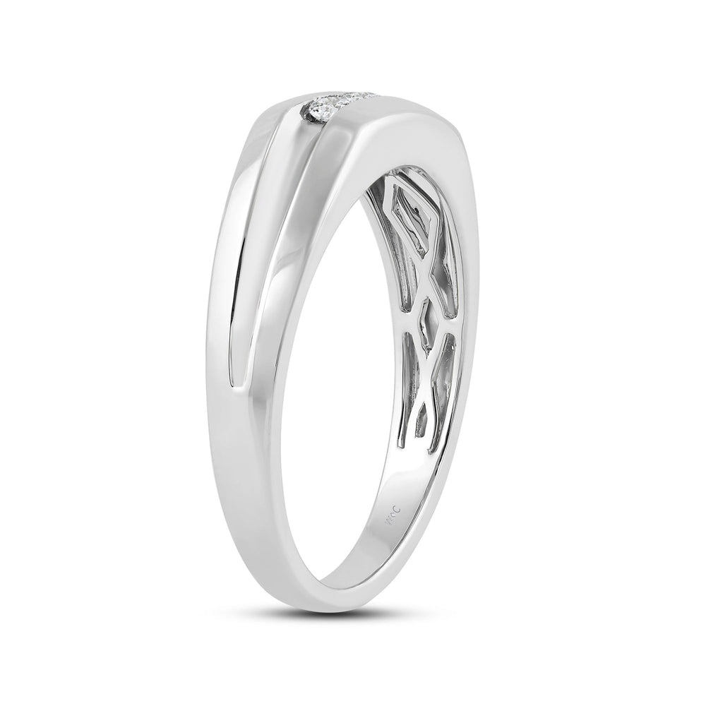 Three Stone Men's Ring with Jan Cut Diamond in 14KT White Gold / Lab / 02 view 4
