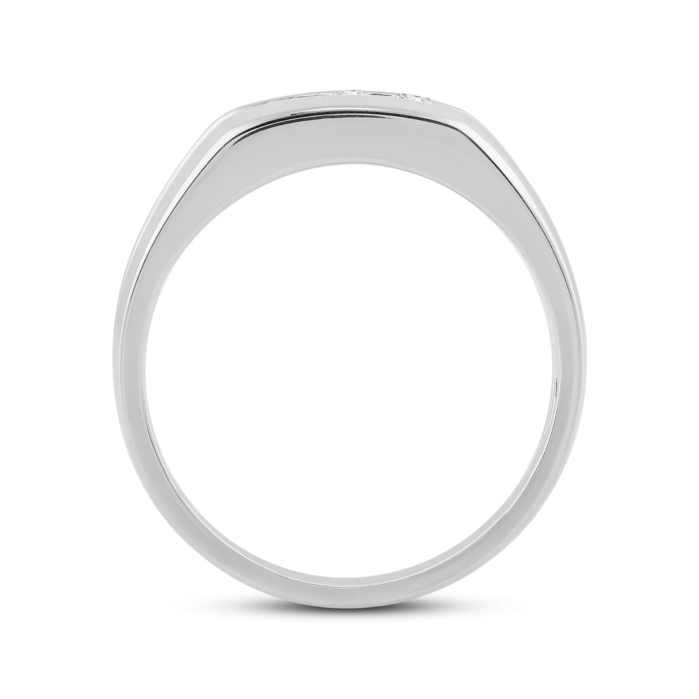 Three Stone Men's Ring with Jan Cut Diamond in 14KT White Gold / Lab / 02 view 2
