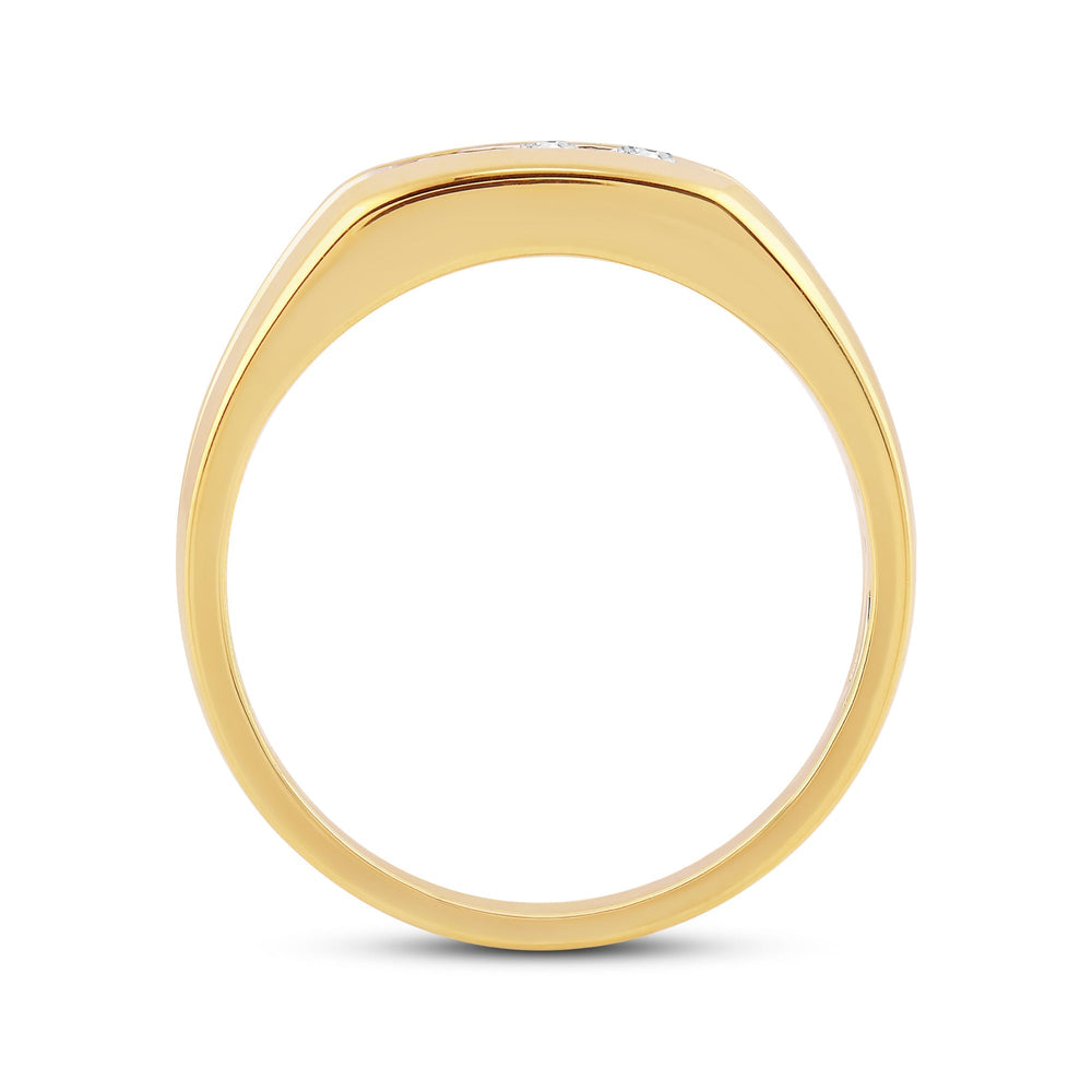 Three Stone Men's Ring with Jan Cut Diamond in 14KT Yellow Gold / Lab / 02 view 2
