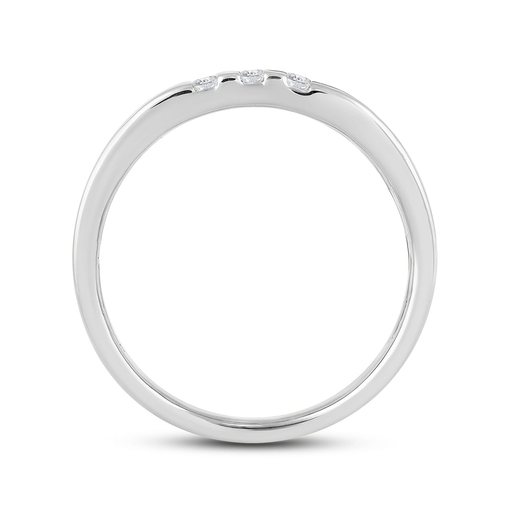Three Line Stone Diamond Men's Ring with Jan Cut Diamond in 14KT White Gold / Lab / 04 view 2
