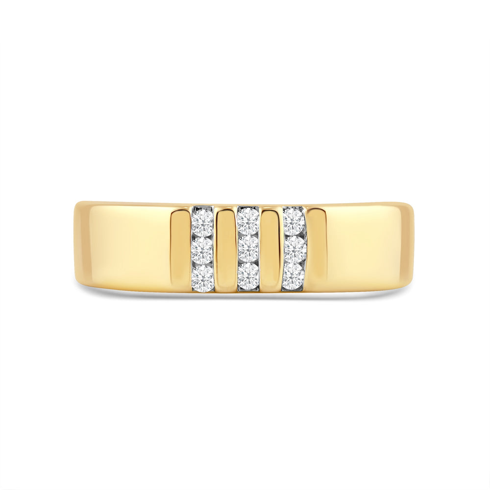 Three Line Stone Diamond Men's Ring with Jan Cut Diamond in 14KT Yellow Gold / Lab / 04 view 1

