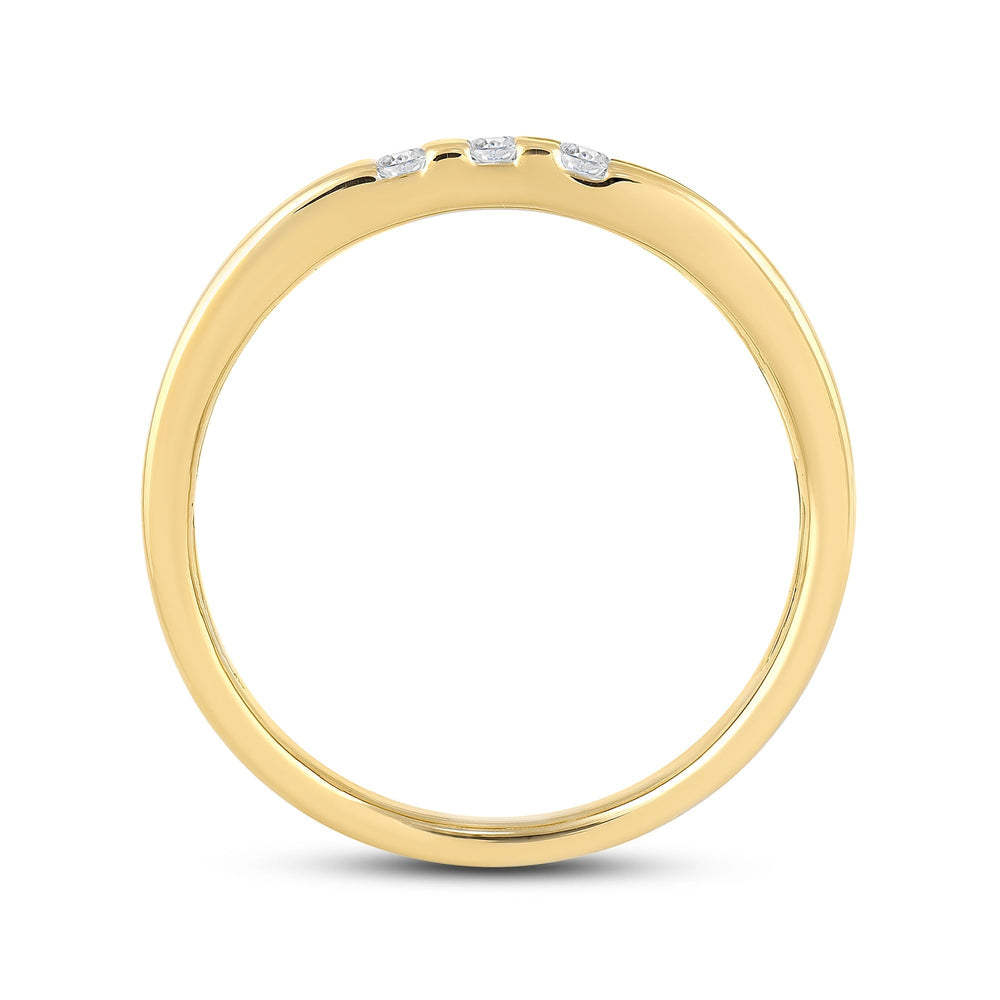 Three Line Stone Diamond Men's Ring with Jan Cut Diamond in 14KT Yellow Gold / Lab / 04 view 2
