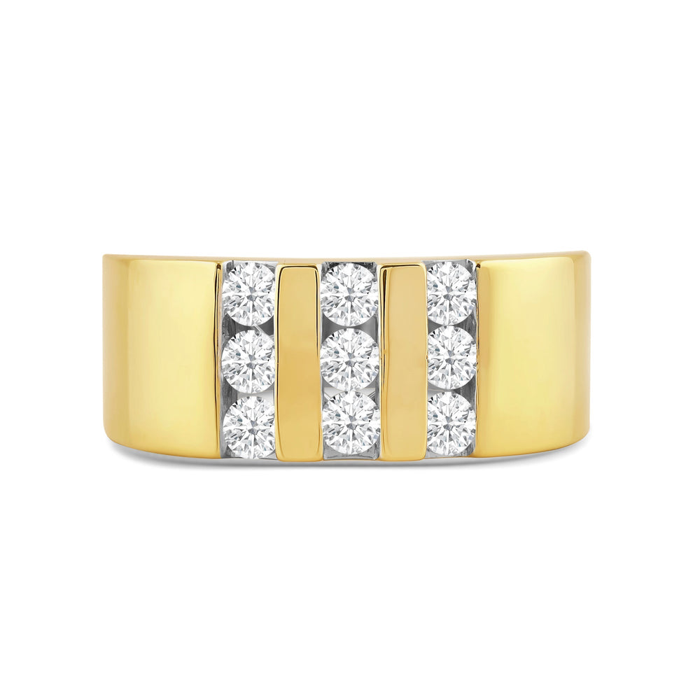 Three Line Stone Diamond Men's Ring with 14KT Yellow Gold / Lab / 1 Cut Diamond in 14KT Yellow Gold / Lab / 1 view 1
