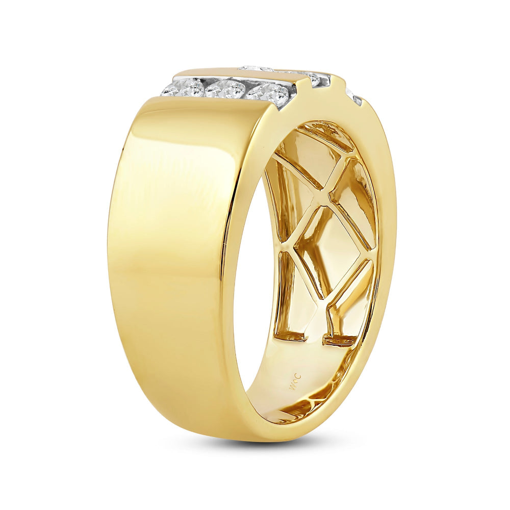 Three Line Stone Diamond Men's Ring with 14KT Yellow Gold / Lab / 1 Cut Diamond in 14KT Yellow Gold / Lab / 1 view 4
