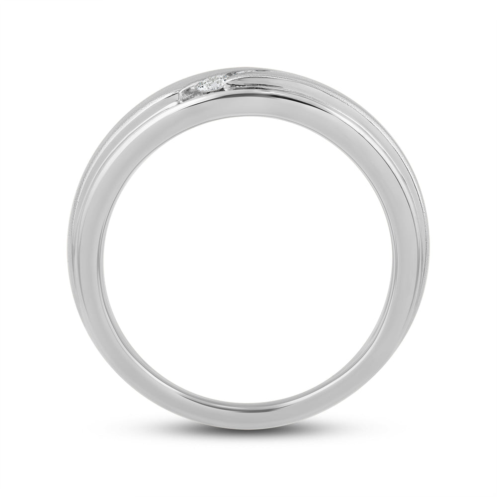 Slant Stone Studded Line Diamond Men's Ring with Jan Cut Diamond in 14KT White Gold / Lab / 03 view 2
