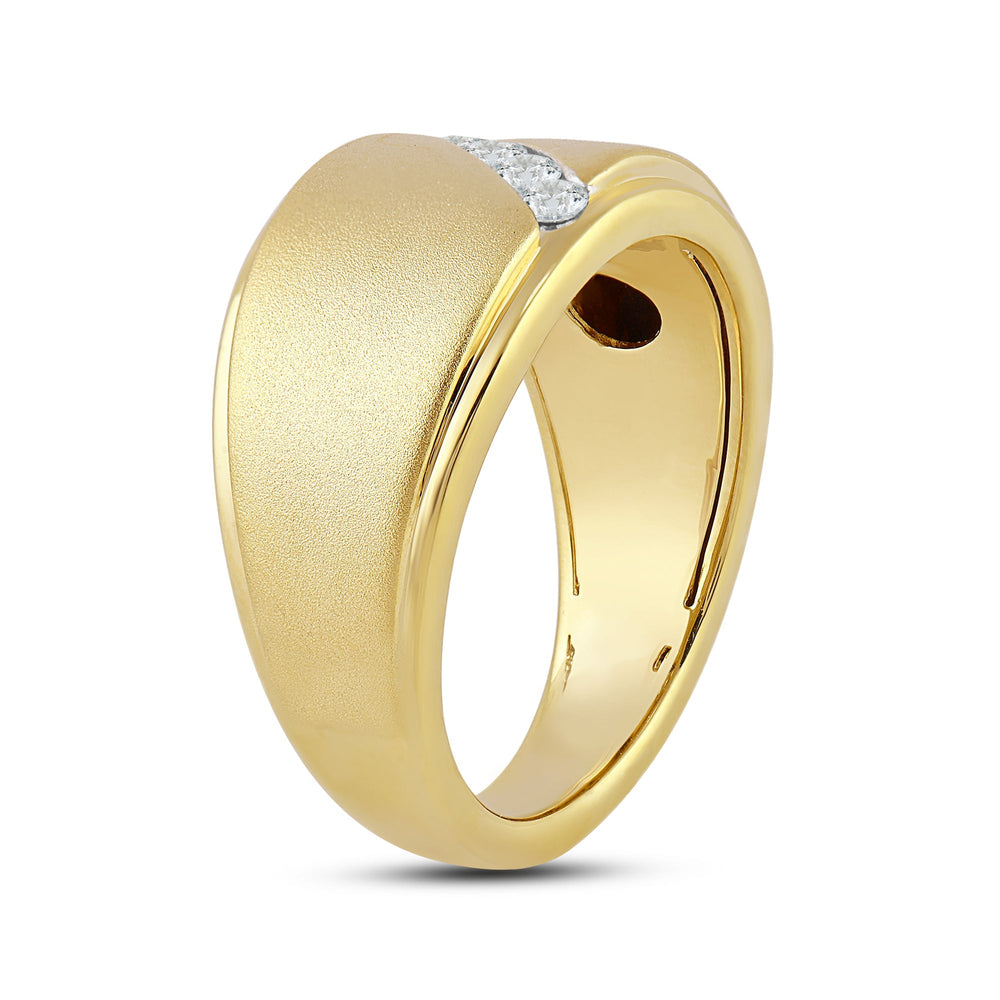 Slant Stone Studded Line Diamond Men's Ring with Jan Cut Diamond in 14KT Yellow Gold / Lab / 03 view 4
