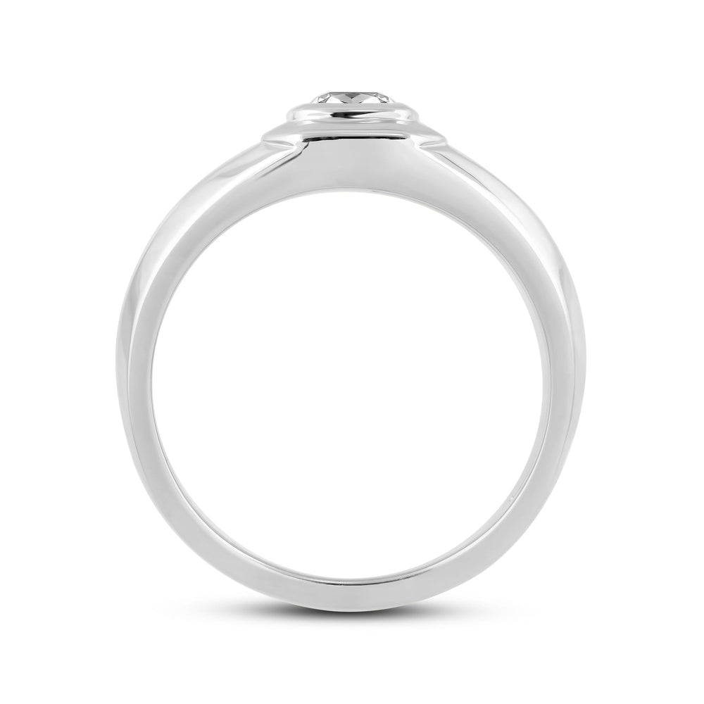 Solitaire Twin Dome Diamond Men's Ring with Mar Cut Diamond in 14KT White Gold / Lab / 04 view 2
