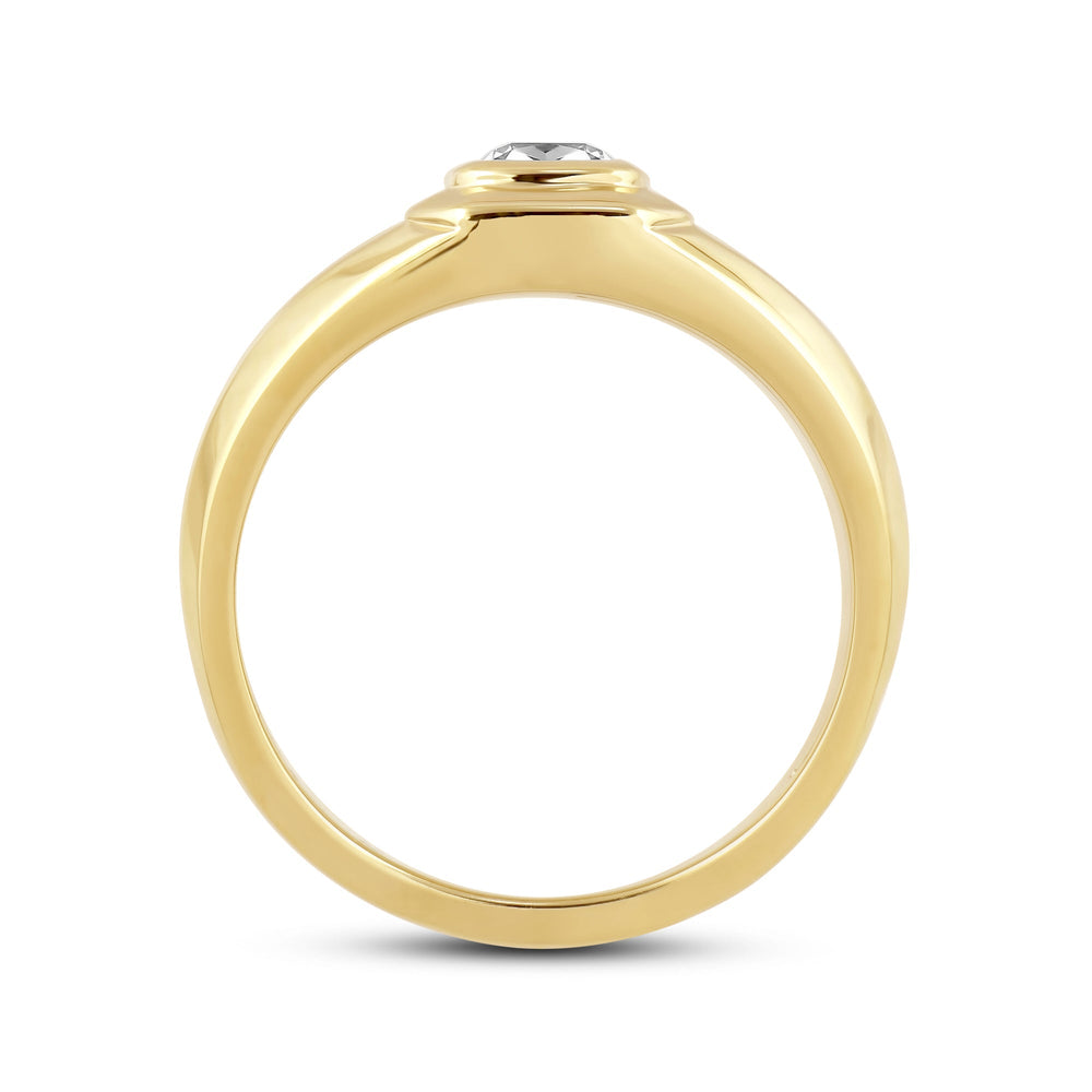 Solitaire Twin Dome Diamond Men's Ring with Mar Cut Diamond in 14KT Yellow Gold / Lab / 04 view 2
