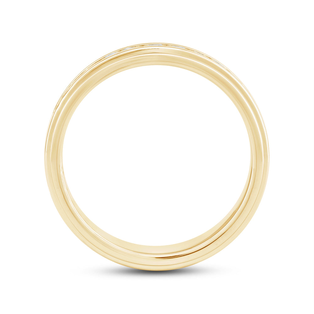 Channel Set Stepped Edge Classic Mens Band with Jan Cut Diamond in 14KT Yellow Gold / Lab / 02 view 3
