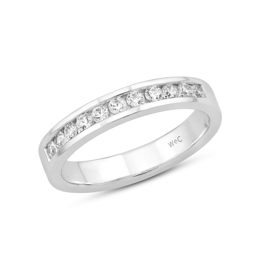 Channel Set Classic Mens Band with 14KT White Gold / Lab / 1/2 Cut Diamond in 14KT White Gold / Lab / 1/2 view 3
