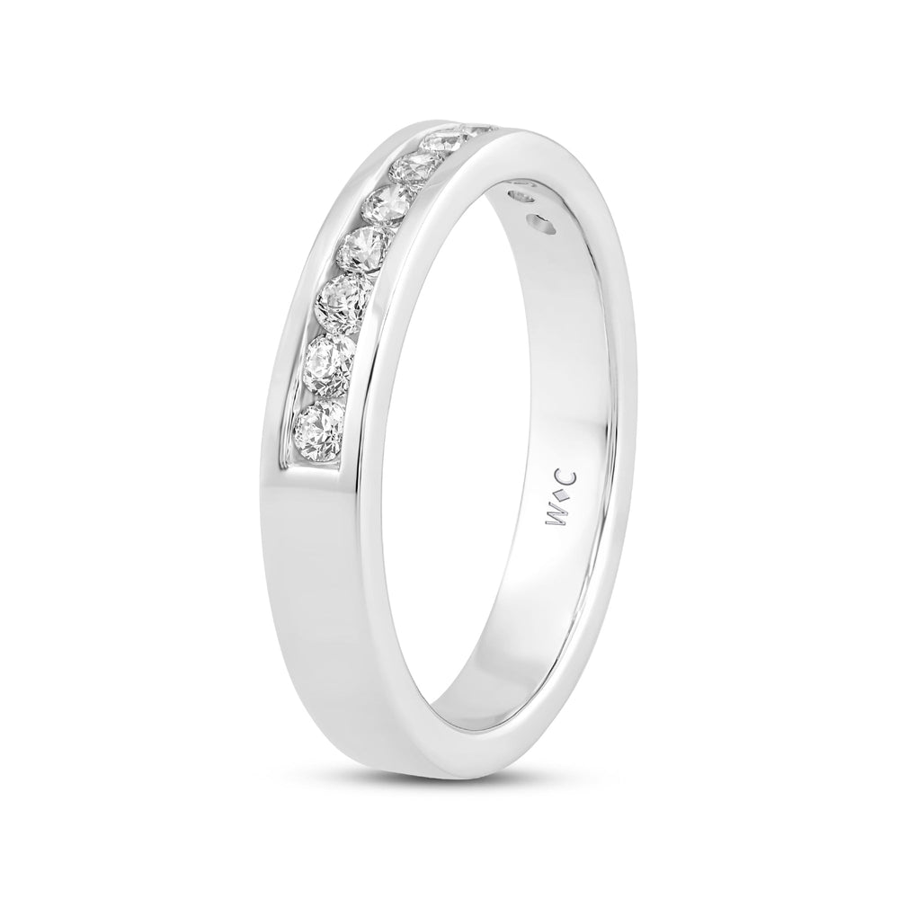 Channel Set Classic Mens Band with 14KT White Gold / Lab / 1/2 Cut Diamond in 14KT White Gold / Lab / 1/2 view 4
