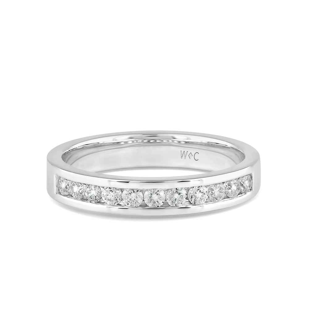 Channel Set Classic Mens Band with 14KT White Gold / Lab / 1/2 Cut Diamond in 14KT White Gold / Lab / 1/2 view 1
