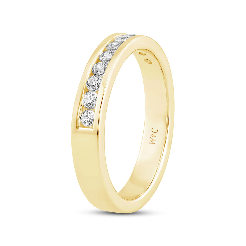 Channel Set Classic Mens Band with 14KT Yellow Gold / Lab / 1/2 Cut Diamond in 14KT Yellow Gold / Lab / 1/2 view 4
