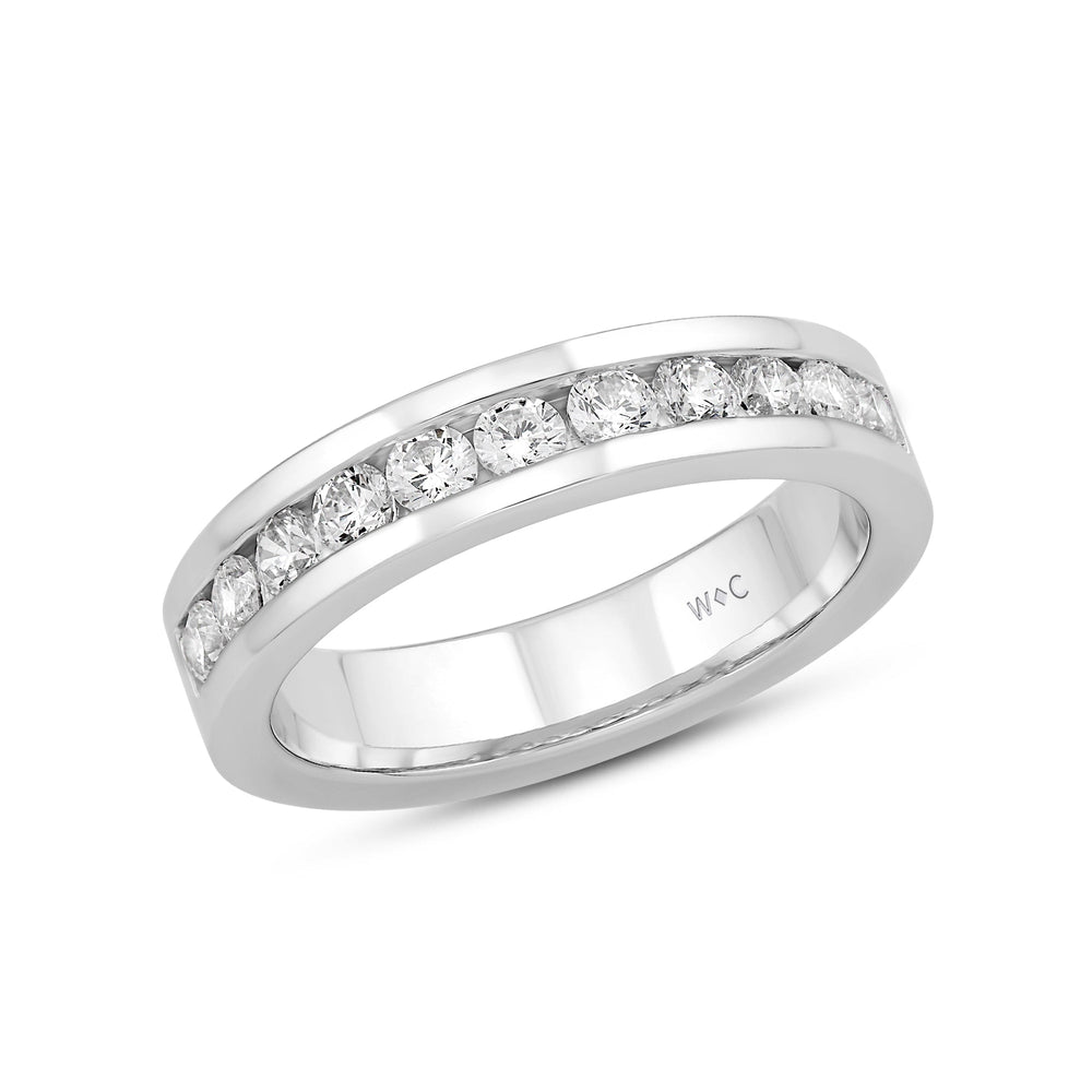 Channel Set Classic Mens Band with 14KT White Gold / Lab / 1 1/2 Cut Diamond in 14KT White Gold / Lab / 1 1/2 view 3
