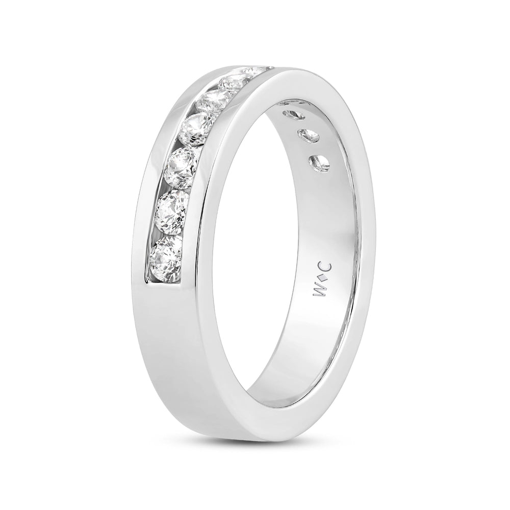 Channel Set Classic Mens Band with 14KT White Gold / Lab / 1 1/2 Cut Diamond in 14KT White Gold / Lab / 1 1/2 view 4
