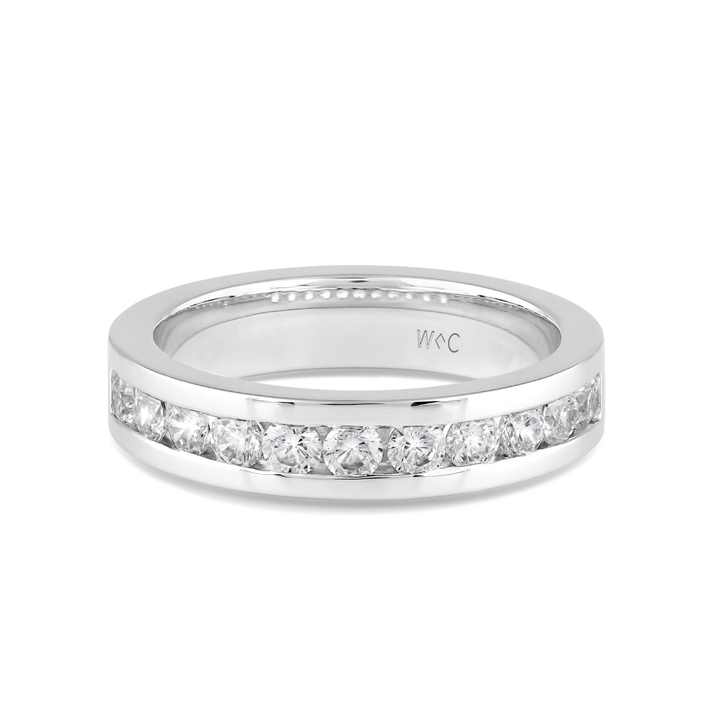 Channel Set Classic Mens Band with 14KT White Gold / Lab / 1 1/2 Cut Diamond in 14KT White Gold / Lab / 1 1/2 view 1
