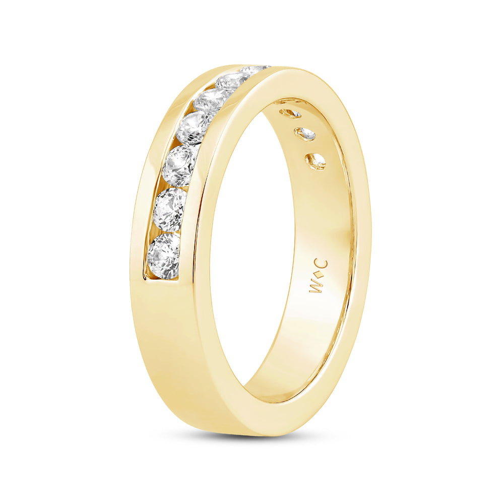 Channel Set Classic Mens Band with 14KT Yellow Gold / Lab / 1 1/2 Cut Diamond in 14KT Yellow Gold / Lab / 1 1/2 view 4
