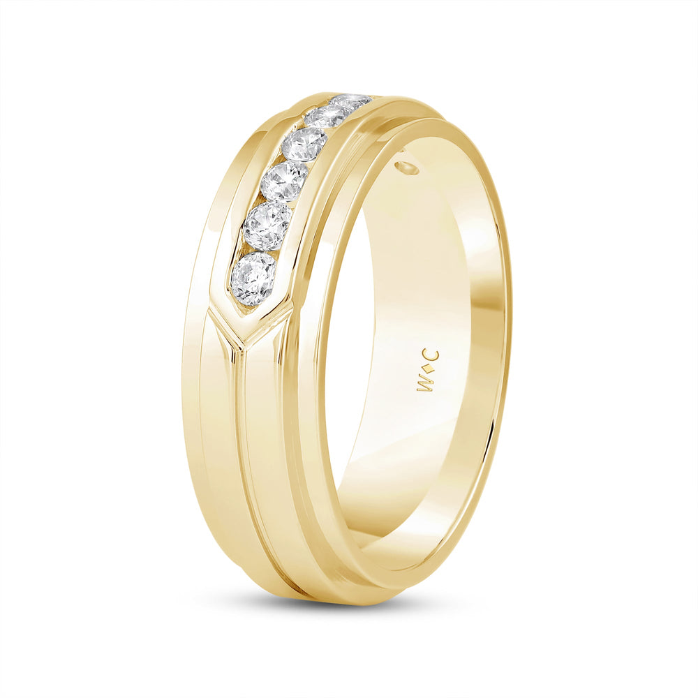 Three Step Mens Band with Jan Cut Diamond in 14KT Yellow Gold / Lab / 02 view 4
