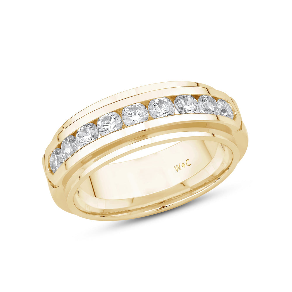 Three Step Mens Band with 14KT Yellow Gold / Lab / 1 1/2 Cut Diamond in 14KT Yellow Gold / Lab / 1 1/2 view 2
