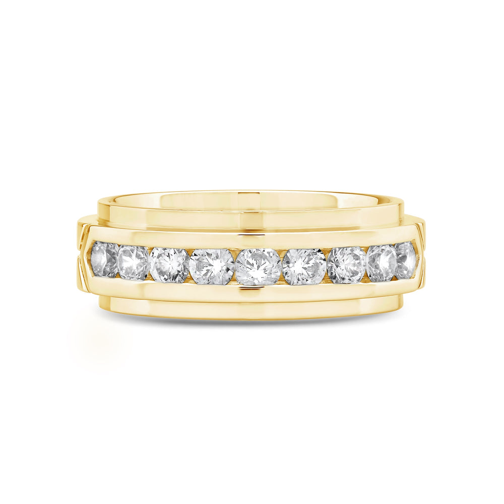 Three Step Mens Band with 14KT Yellow Gold / Lab / 1 1/2 Cut Diamond in 14KT Yellow Gold / Lab / 1 1/2 view 1
