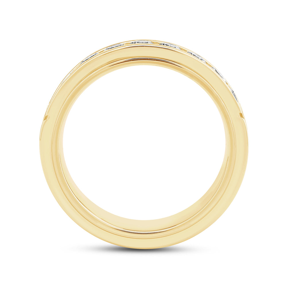 Three Step Mens Band with 14KT Yellow Gold / Lab / 1 1/2 Cut Diamond in 14KT Yellow Gold / Lab / 1 1/2 view 3

