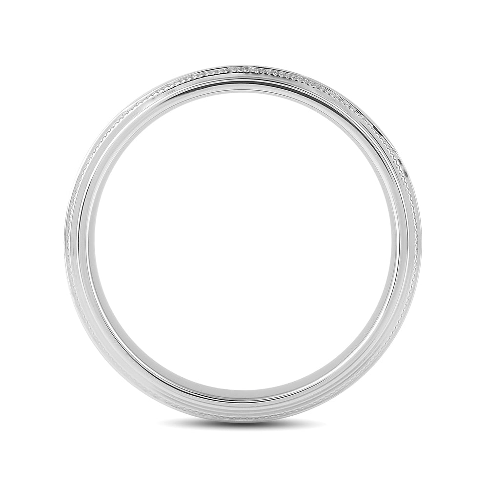 Channel Set Milgrain Stepped Edge Classic Mens Band with Jan Cut Diamond in 14KT White Gold / Lab / 04 view 4
