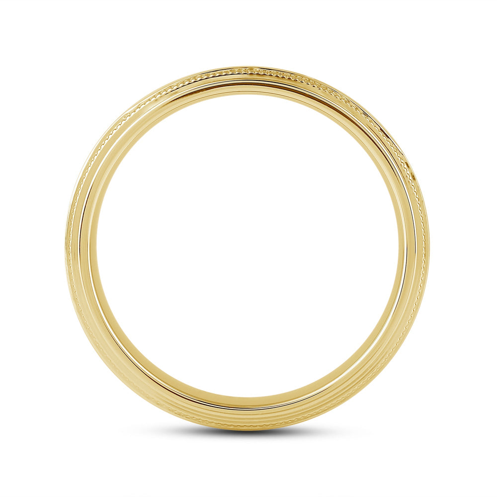 Channel Set Milgrain Stepped Edge Classic Mens Band with Jan Cut Diamond in 14KT Yellow Gold / Lab / 04 view 2
