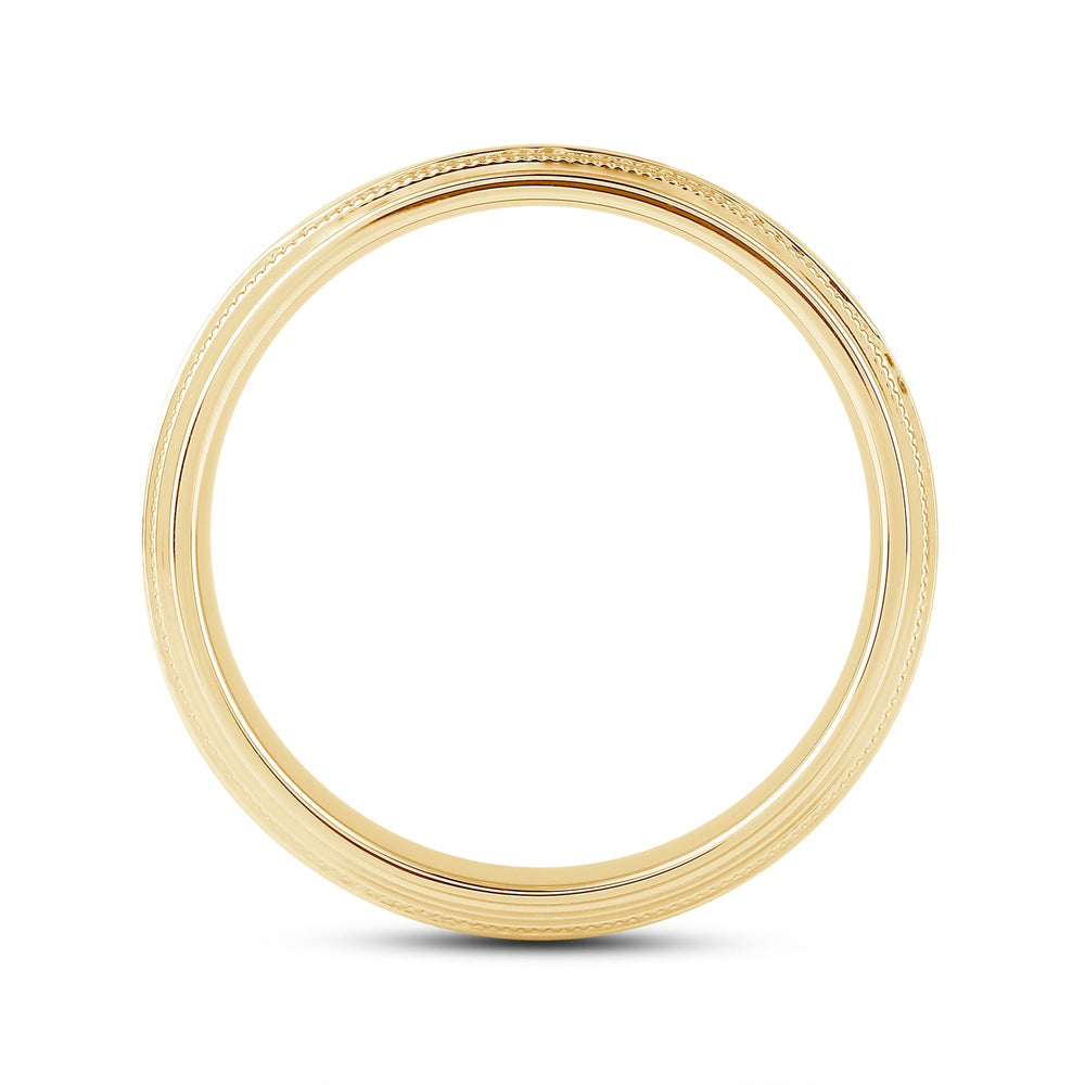 Channel Set Milgrain Stepped Edge Classic Mens Band with Jan Cut Diamond in 14KT Yellow Gold / Lab / 03 view 4
