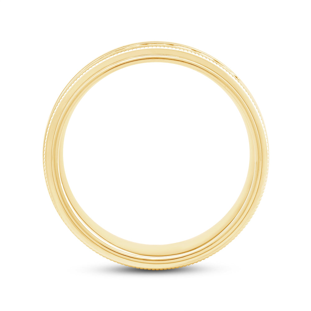 Channel Set Milgrain Stepped Edge Classic Mens Band with Jan Cut Diamond in 14KT Yellow Gold / Lab / 02 view 4
