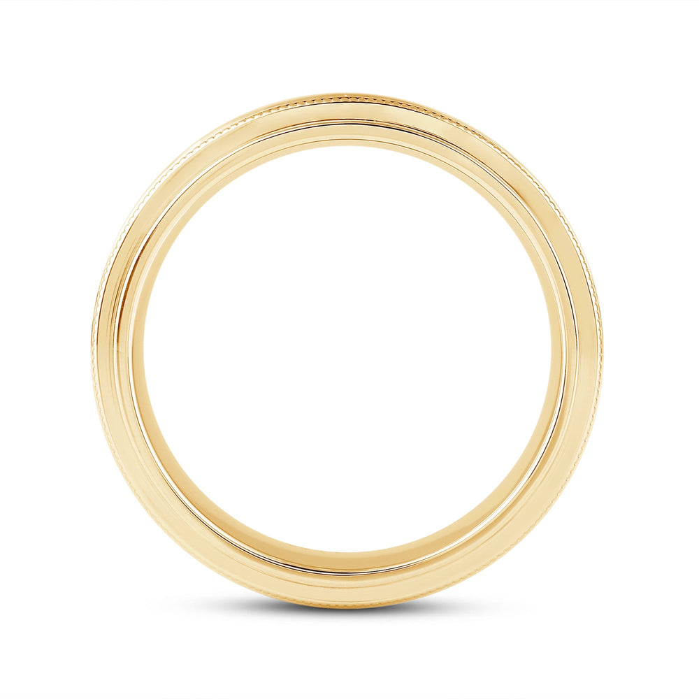 Channel Set Milgrain Stepped Edge Classic Mens Band with Mar Cut Diamond in 14KT Yellow Gold / Lab / 04 view 4
