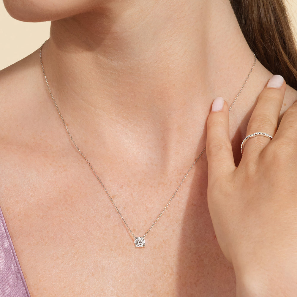 Kite Set Round Lab Created Diamond Solitaire Pendant with 14KT White Gold / Lab / 1/2 Cut Diamond in 14KT White Gold / Lab / 1/2 view 2
