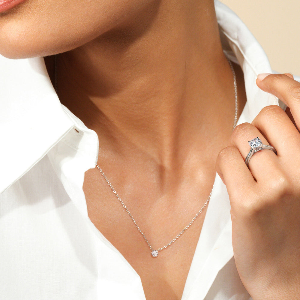 Kite Chamfered Bezel Set Solitaire Necklace with 14KT Yellow Gold / Lab / 1/2 Cut Diamond in 14KT Yellow Gold / Lab / 1/2 view 2
