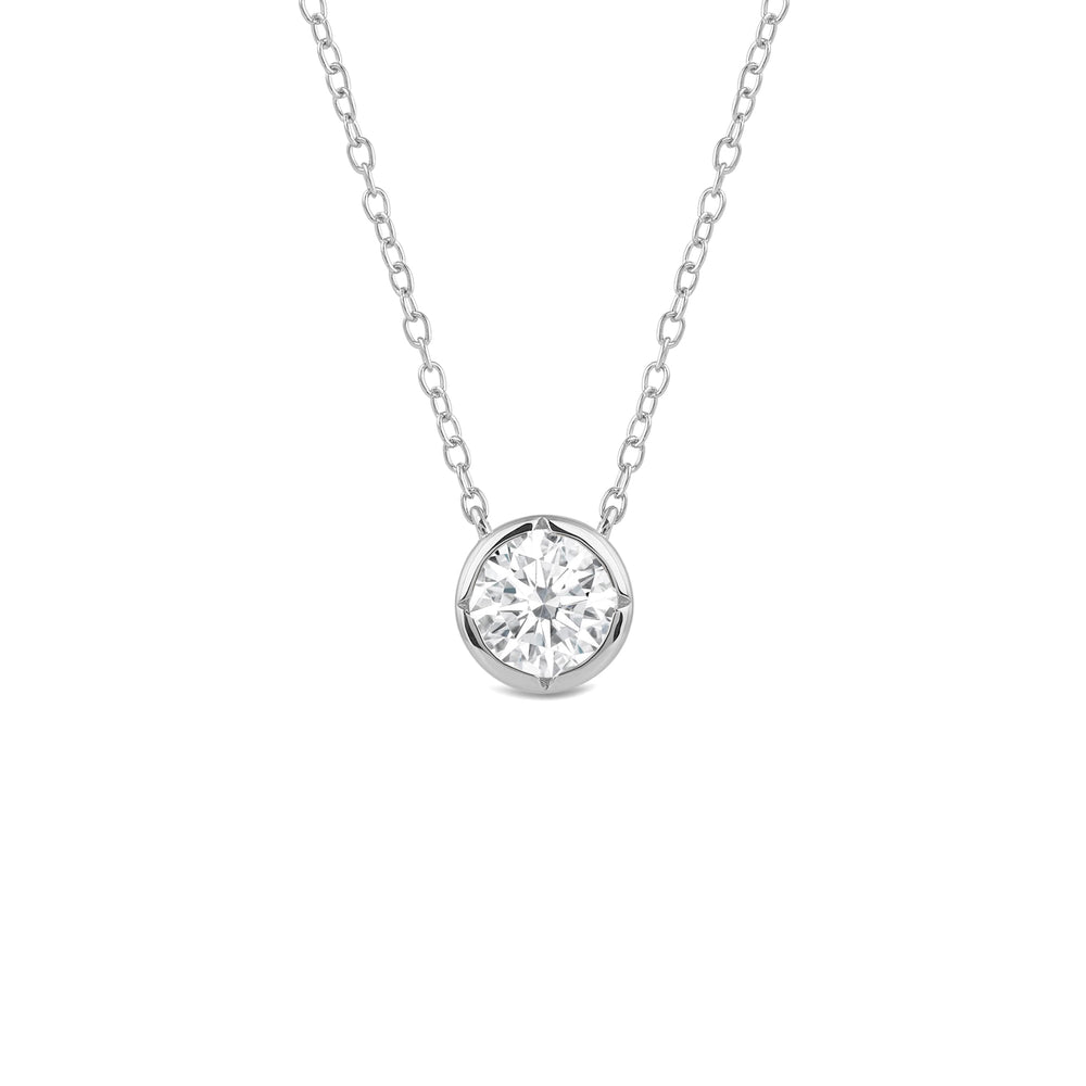 Kite Chamfered Bezel Set Solitaire Necklace with 14KT White Gold / Lab / 1/2 Cut Diamond in 14KT White Gold / Lab / 1/2 view 1

