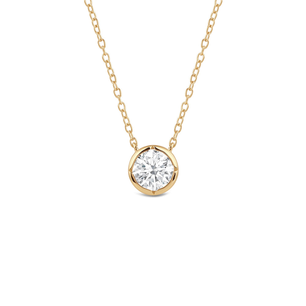 Kite Chamfered Bezel Set Solitaire Necklace with 14KT Yellow Gold / Lab / 1/2 Cut Diamond in 14KT Yellow Gold / Lab / 1/2 view 1
