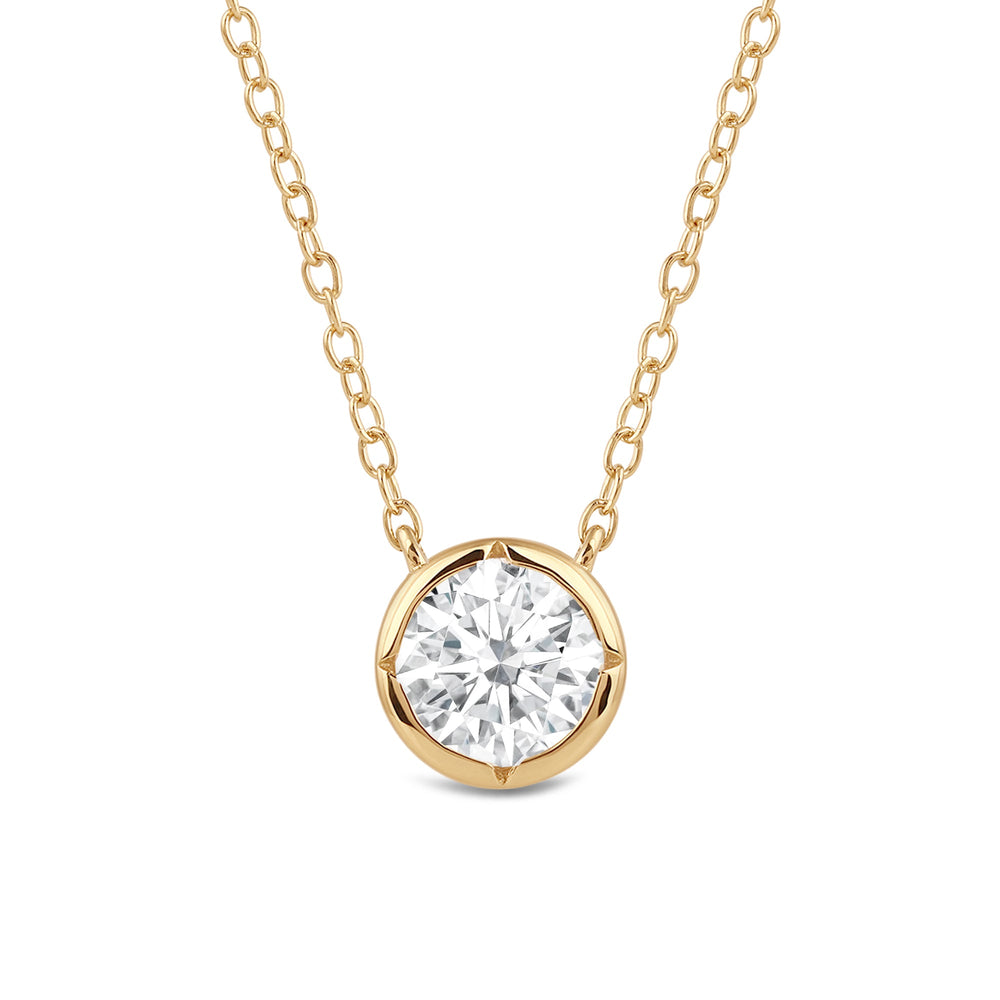 Kite Chamfered Bezel Set Solitaire Necklace with 14KT Yellow Gold / Lab / 1/2 Cut Diamond in 14KT Yellow Gold / Lab / 1/2 view 4
