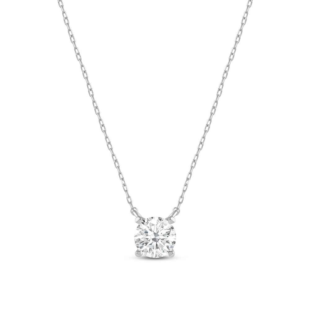 4 Prong Basket Round Lab Created Diamond Solitaire Necklace with Round Cut Diamond in 14KT White Gold view 1
