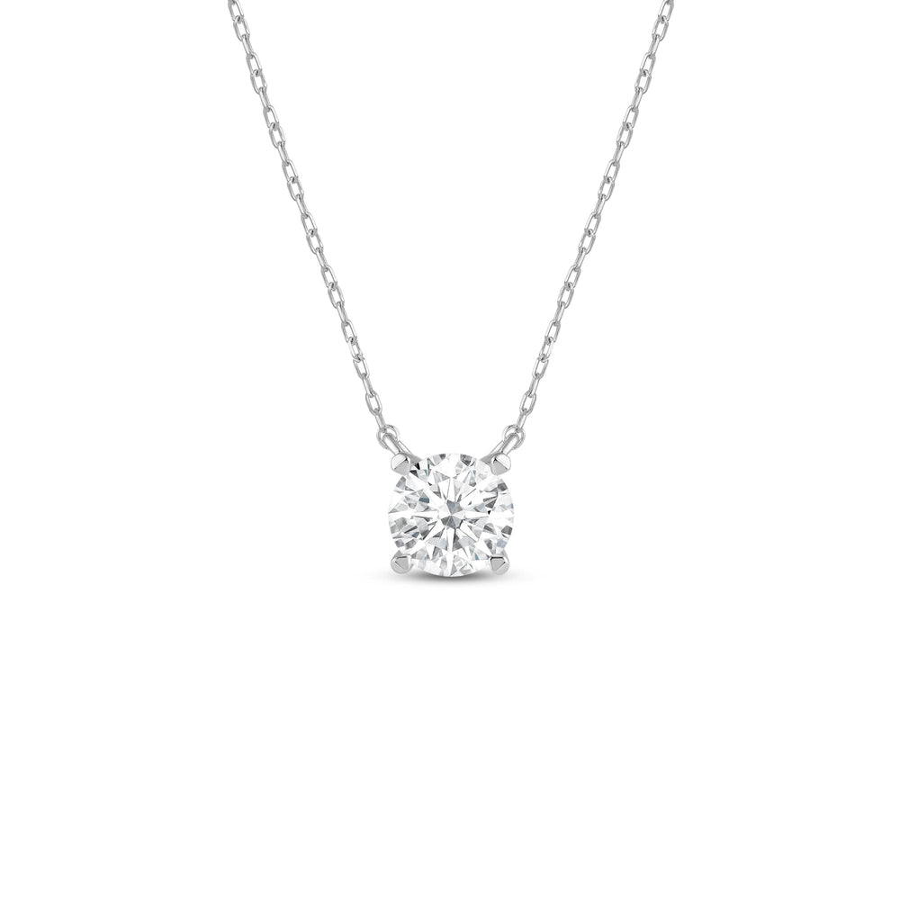 4 Prong Basket Round Lab Created Diamond Solitaire Necklace with 14KT White Gold / Lab / 1 1/2 Cut Diamond in 14KT White Gold / Lab / 1 1/2 view 1
