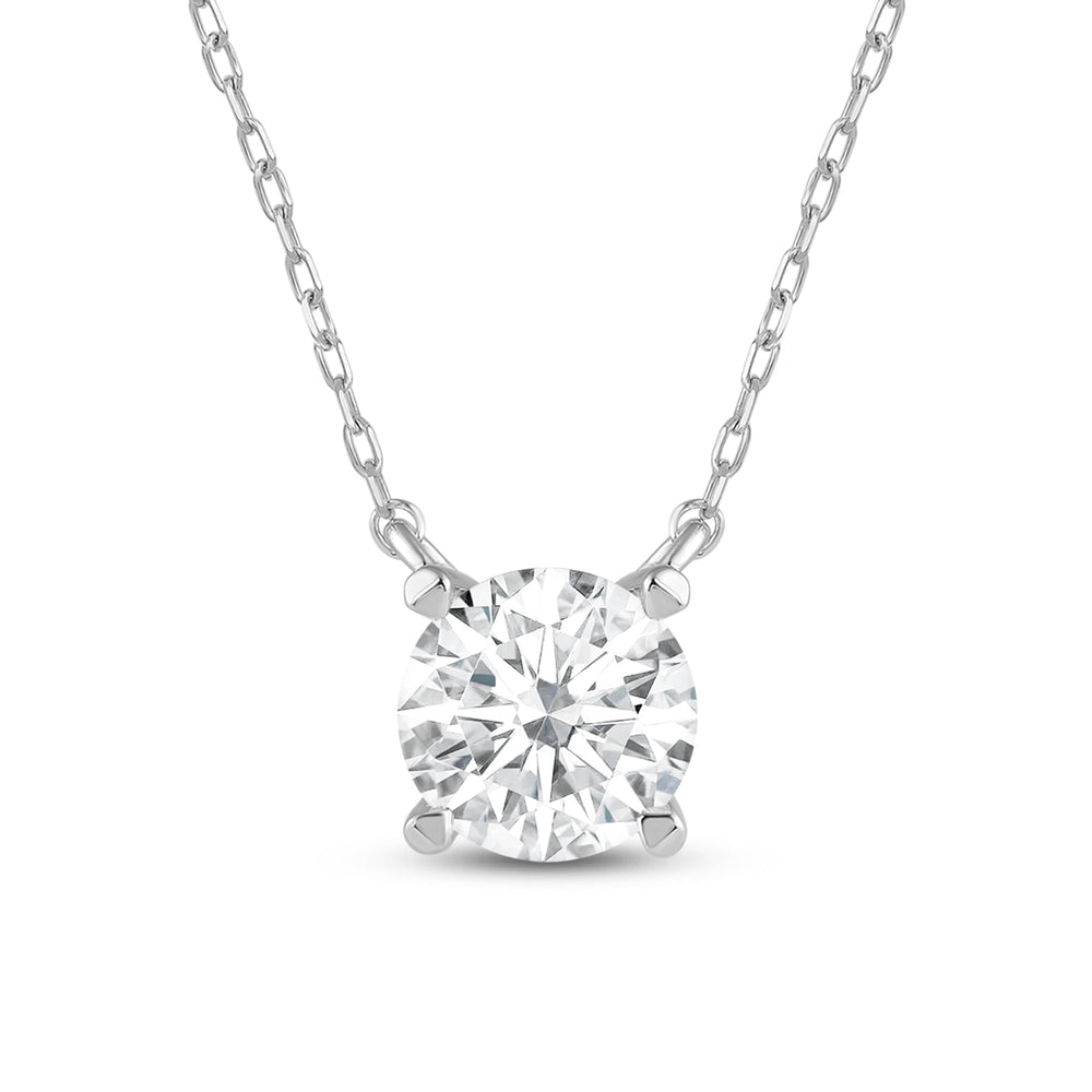 4 Prong Basket Round Lab Created Diamond Solitaire Necklace with 14KT White Gold / Lab / 1 1/2 Cut Diamond in 14KT White Gold / Lab / 1 1/2 view 4
