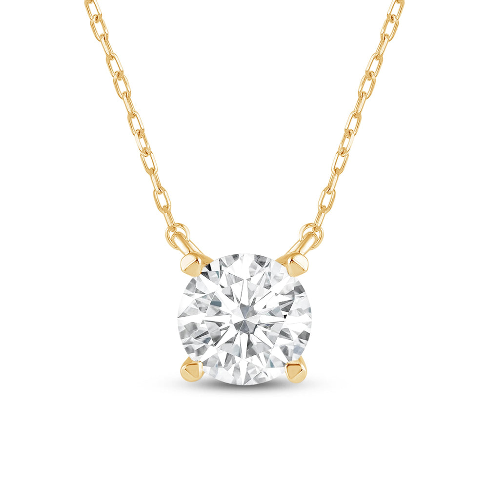 4 Prong Basket Round Lab Created Diamond Solitaire Necklace with 14KT Yellow Gold / Lab / 1 1/2 Cut Diamond in 14KT Yellow Gold / Lab / 1 1/2 view 4
